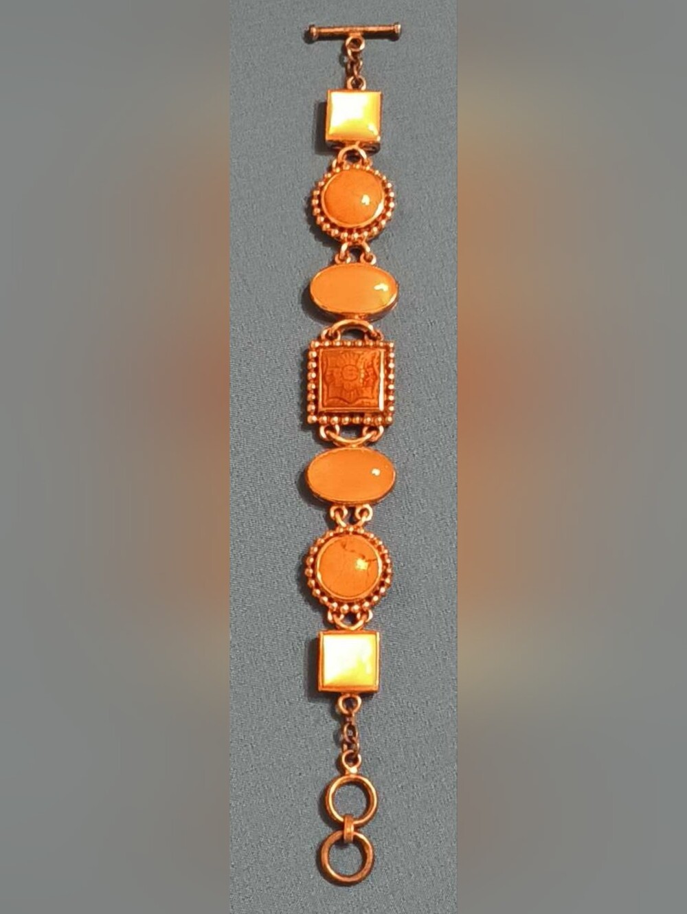​​VTG Whitney Kelly Signed Sterling Silver Multi-Stone Link Toggle Bracelet 925